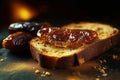 Saudi Arab Dates toast, macro shot of a fresh breakfast with Dripping Honey, AI Generated Royalty Free Stock Photo