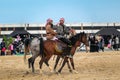 Saudi Arab Horse rider with his horse on traditional desert safari festival in abqaiq Saudi Arabia. 10-Jan-2020 Royalty Free Stock Photo