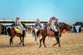 Saudi Arab Horse rider with his horse on traditional desert safari festival in abqaiq Saudi Arabia. 10-Jan-2020 Royalty Free Stock Photo