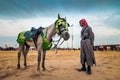 Saudi Arab Horse rider with his horse on traditional desert safari festival in abqaiq Saudi Arabia. 10-Jan-2020 Royalty Free Stock Photo