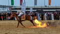 Saudi Arab Horse rider on traditional desert - safari festival in abqaiq Saudi Arabia. 10-Jan-2020 Royalty Free Stock Photo