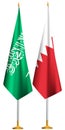 Bahrain,Saudi Arabia flags together.Bahrain,KSA small table flags