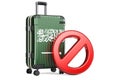 Saudi Arabia Entry Ban. Suitcase with Saudi Arabian flag and prohibition sign. 3D rendering Royalty Free Stock Photo