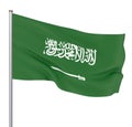 Saudi Arabia flag blowing in the wind. Background texture. Riyadh. 3d rendering, waving flag. - Illustration. Isolated on white