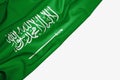 Saudi Arabia flag of fabric with copyspace for your text on white background Royalty Free Stock Photo
