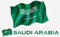 Saudi Arabia flag illustration with fabric texture with SAUDI ARABIA text with White space Royalty Free Stock Photo