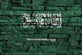 Saudi Arabia flag painting on high detail of old brick wall Royalty Free Stock Photo