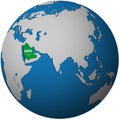 saudi arabia on globe map Royalty Free Stock Photo