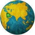 saudi arabia on globe map Royalty Free Stock Photo