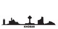 Saudi Arabia, Khobar city skyline isolated vector illustration. Saudi Arabia, Khobar travel black cityscape