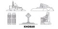 Saudi Arabia, Khobar line travel skyline set. Saudi Arabia, Khobar outline city vector illustration, symbol, travel