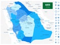 Saudi Arabia Map Administrative Divisions Blue Colors and Navigation Map Icons Royalty Free Stock Photo