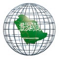 Saudi Arabia map on the Earth Globe. 3D rendering Royalty Free Stock Photo