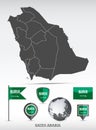 Saudi Arabia map and flag set