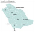 Saudi arabia map illustration vector detailed saudi arabia map with regions names Royalty Free Stock Photo