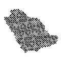 Saudi Arabia map from pattern of black rhombuses of different sizes. Vector illustration