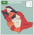 Saudi Arabia map with selectable territories. Vector