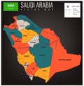 Saudi Arabia map with selectable territories. Vector