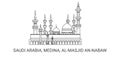 Saudi Arabia, Medina, Almasjid Annabaw, travel landmark vector illustration Royalty Free Stock Photo