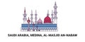 Saudi Arabia, Medina, Almasjid Annabaw, travel landmark vector illustration Royalty Free Stock Photo