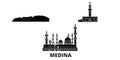 Saudi Arabia, Medina flat travel skyline set. Saudi Arabia, Medina black city vector illustration, symbol, travel sights