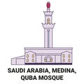 Saudi Arabia, Medina, Quba Mosque travel landmark vector illustration