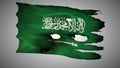 Saudi Arabia perforated, burned, grunge waving flag loop alpha