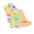 Saudi Arabia political map with region names. Royalty Free Stock Photo