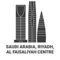 Saudi Arabia, Riyadh, Al Faisaliyah Centre travel landmark vector illustration