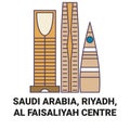 Saudi Arabia, Riyadh, Al Faisaliyah Centre travel landmark vector illustration