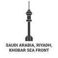 Saudi Arabia, Riyadh, Khobar Sea Front travel landmark vector illustration