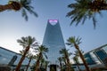 Saudi Arabia, Riyadh / KSA - April 20 2019: Riyadh Sunset, Kingdom Tower Day to night - Saudi Arabia Tower Landmark - Burj