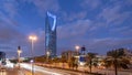 Saudi Arabia Riyadh landscape at Blue Hour - Riyadh Tower Kingdom Centre Daylight - Kingdom Tower Ã¢â¬â Riyadh Skyline - Burj Al- Royalty Free Stock Photo