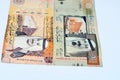 Saudi Arabia 10 riyals banknotes, Saudi ten riyals with the photo of king Abdullah and king Salman solated on white background