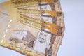 Saudi Arabia 10 SAR ten Saudi riyals cash money banknote with the photo of king Abdullah Bin AbdulAziz Al Saud, Murabba palace and