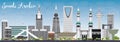 Saudi Arabia Skyline with Landmarks and Blue Sky.