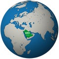 saudi arabia flag on globe map Royalty Free Stock Photo