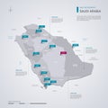 Saudi Arabia vector map with infographic elements, pointer marks Royalty Free Stock Photo