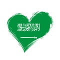 Saudi Arabian flag heart-shaped grunge background. Vector illustration. Royalty Free Stock Photo