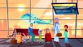 Saudi Arabian people in airport vector illustration