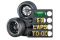 Saudi Arabian racing, pit board with flag of Saudi Arabia and racing wheels with different compounds type tyres. 3D rendering Royalty Free Stock Photo