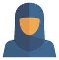 Saudi woman flat icon. Muslim person in tudung Royalty Free Stock Photo