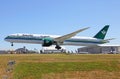 Saudia (Saudi Arabian airlines) Boeing 787-10 dreamliner in retro livery perfect side shot