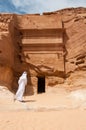 Saudian in MadaÃÂ®n Saleh archeological site, Saudi Arabia