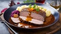 Sauerbraten Symphony: Savoring the Time-Honored Delight of German Culinary Excellence Royalty Free Stock Photo