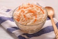 Sauerkraut with carrots in glass bowl Royalty Free Stock Photo