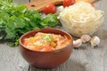 Sauerkraut soup in ceramic bowl Royalty Free Stock Photo