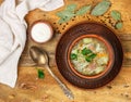 Sauerkraut soup is a traditional dish of Russian, Ukrainian or Polish cuisine. Kapustnyak