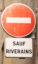 Road sign in a French street 