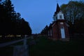 Sauk prairie cemetery chapel at dusk Royalty Free Stock Photo